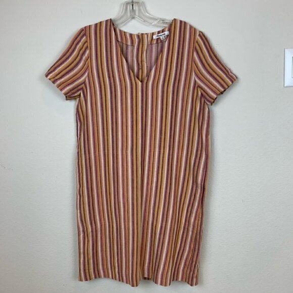 Madewell Button Back Easy Dress in Rainbow Stripe Size XS - Picture 2 of 5
